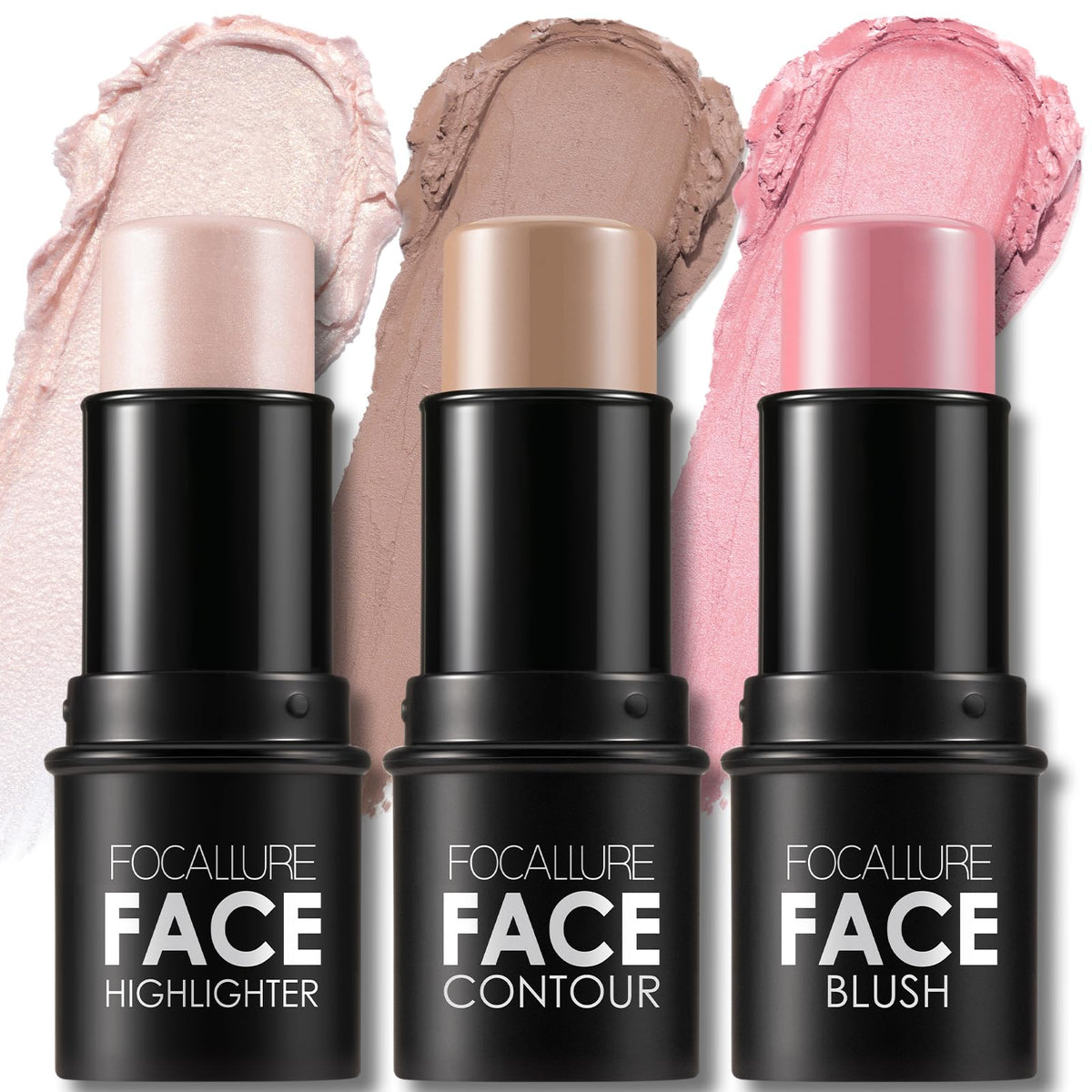 FOCALLURE trio contour crème — aperçu avant-après pour un visage sculpté et lumineux.