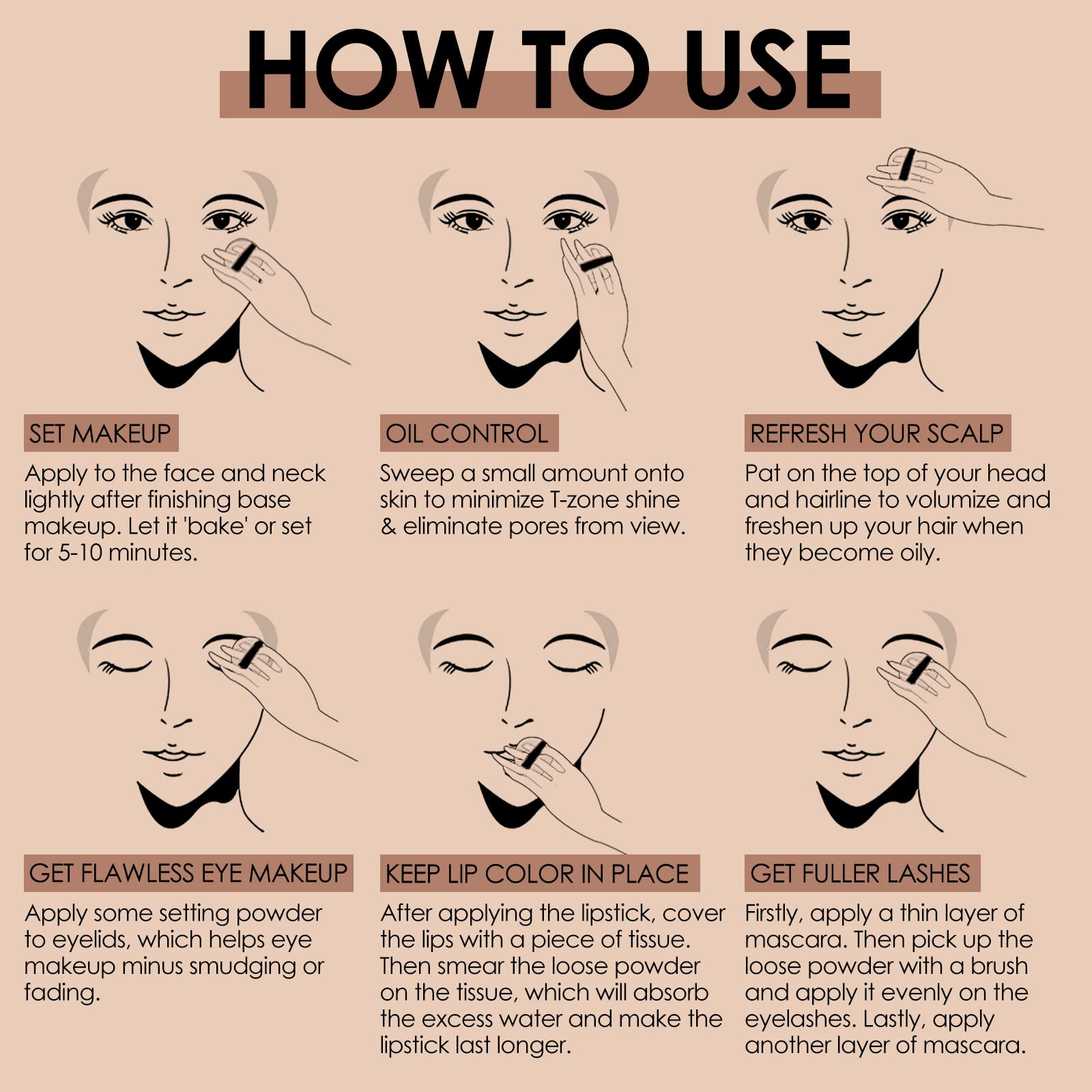 FOCALLURE usage multi-taches: utilisé seul ou pour fixer le maquillage.