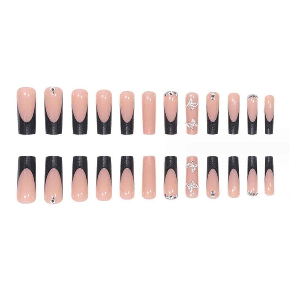 Ongles Foccna carré gloss noir pour une finition chic et rapide