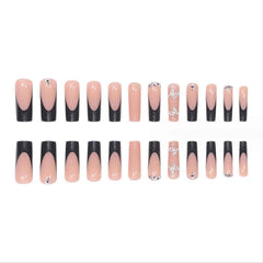 Ongles Foccna carré gloss noir pour une finition chic et rapide