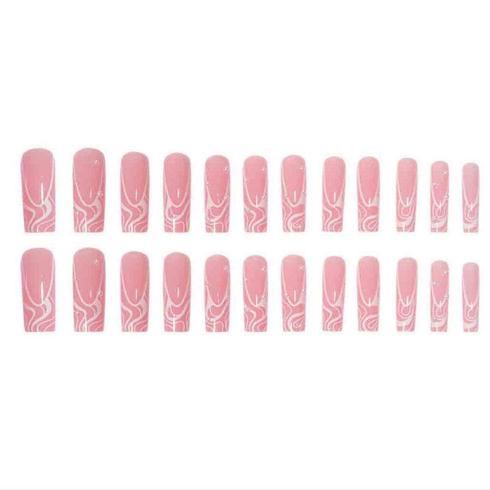Ongles Foccna carré long perle rose, application rapide et élégante.