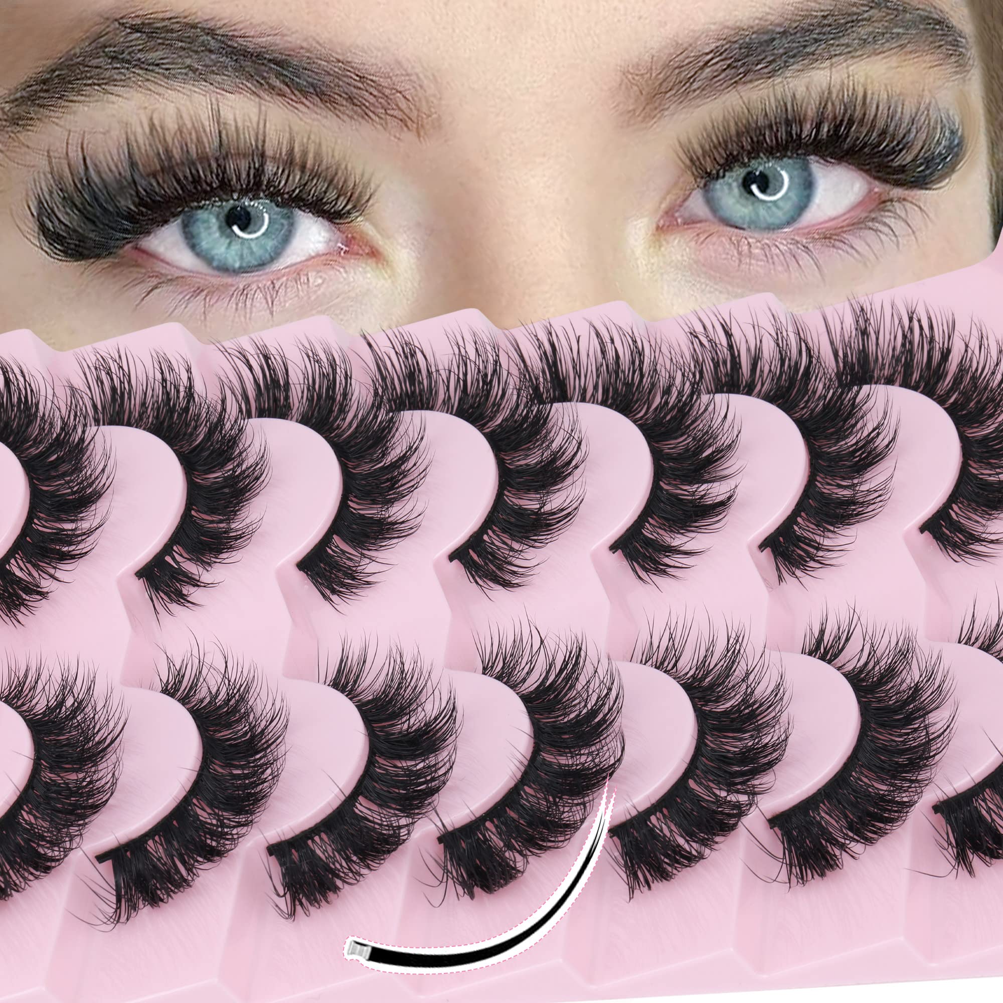Focipeysa cils mink plats – bande coton douce pour confort.