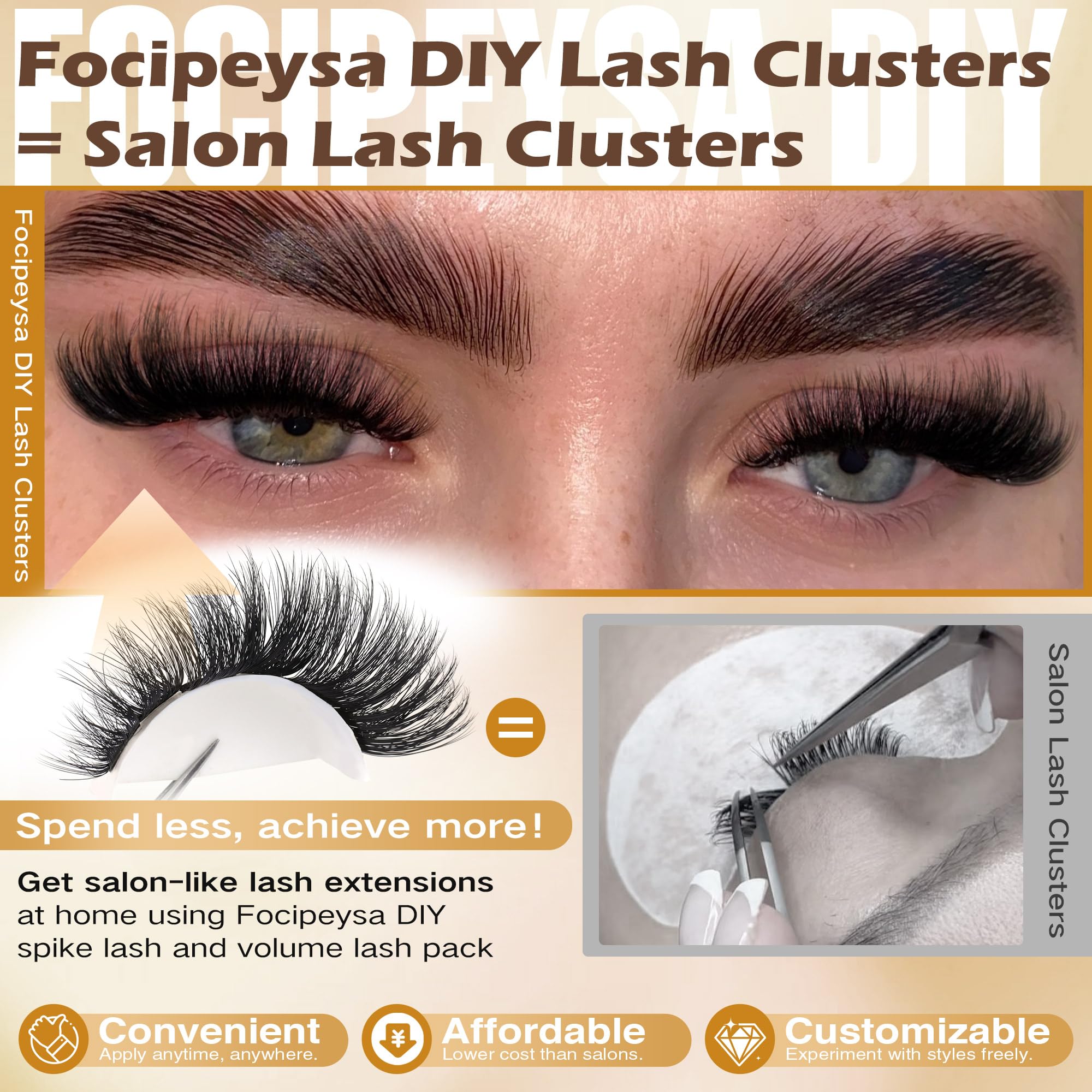 Focipeysa clusters cils 10-18mm: créez des effets variés sans salon.
