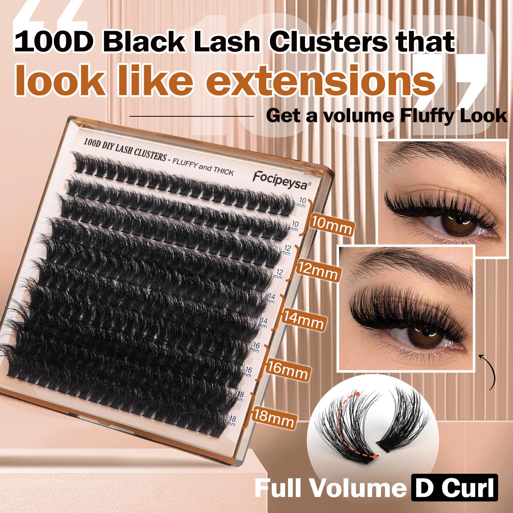 Focipeysa : longueurs 10–18 mm pour divers styles
