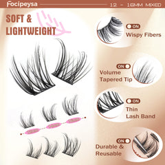 Clusters cils spikes 10-16 mm pour densité personnalisable.