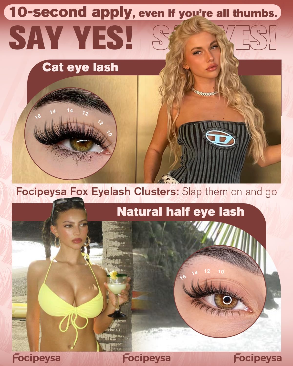 Focipeysa clusters-cils-wispy-10-16mm : cils définis rapidement pour un look subtil.