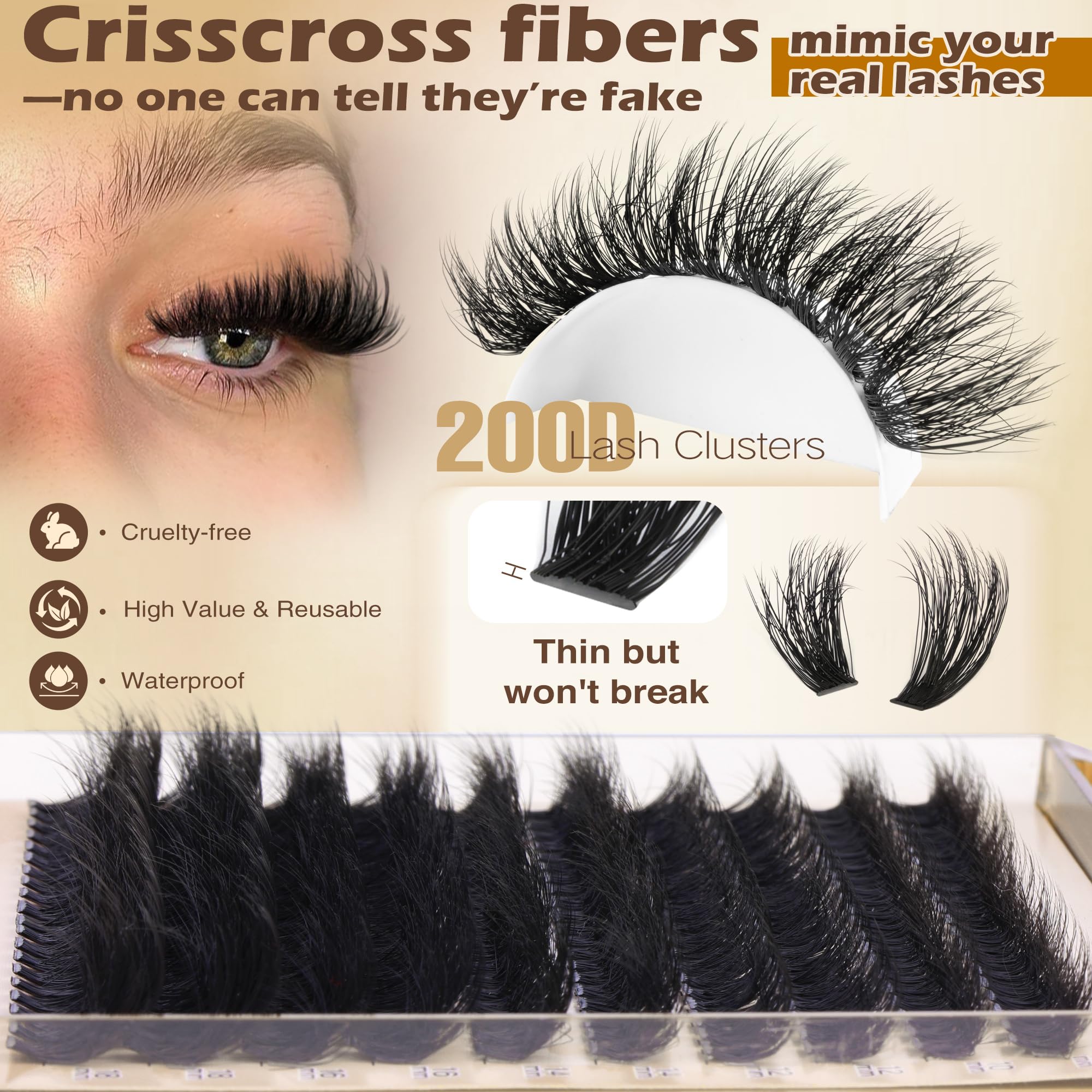 Clusters cils 10-18mm Focipeysa pour variations de look à la maison