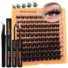 Focipeysa ensemble cils extensions 40P prêt pour une pose rapide à domicile.