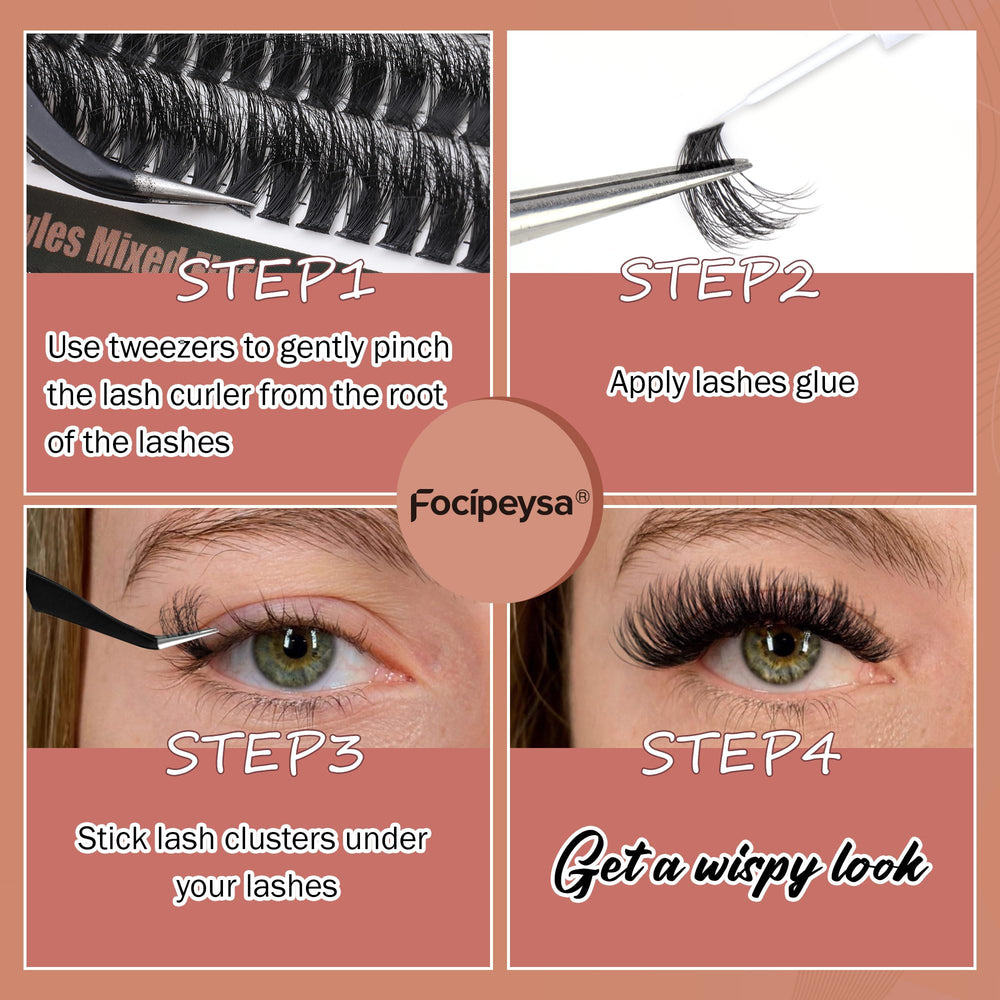 Focipeysa extensions cils 12-18mm, fibres fines et faciles à manipuler.