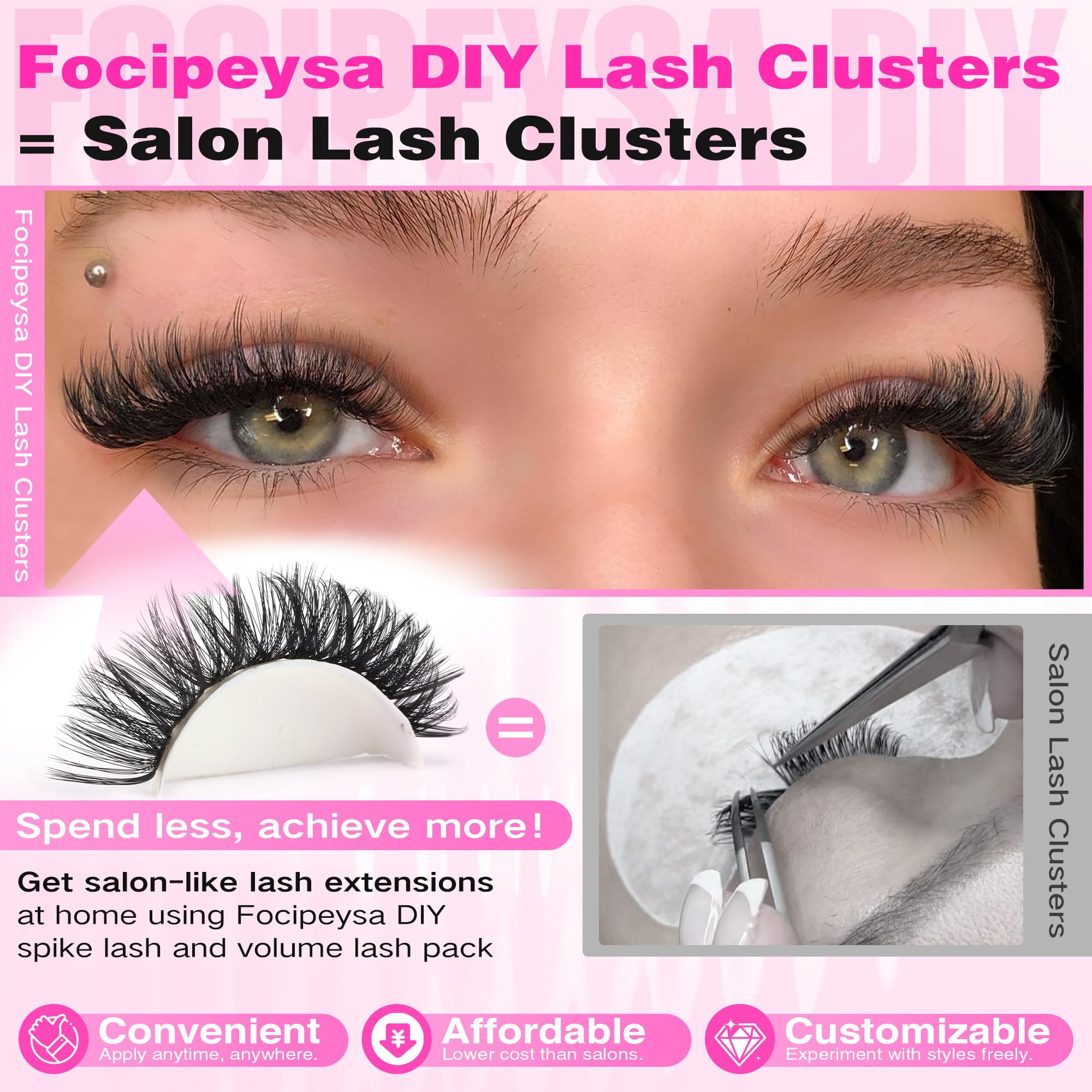 Extensions cils matte noirs Focipeysa, confort durable.