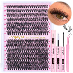 Focipeysa eyelash extension kit with 280 pieces 40D clusters for at home DIY glamour