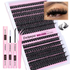 Focipeysa kit extension cils D Curl 80D et 100D pour un effet naturel et durable