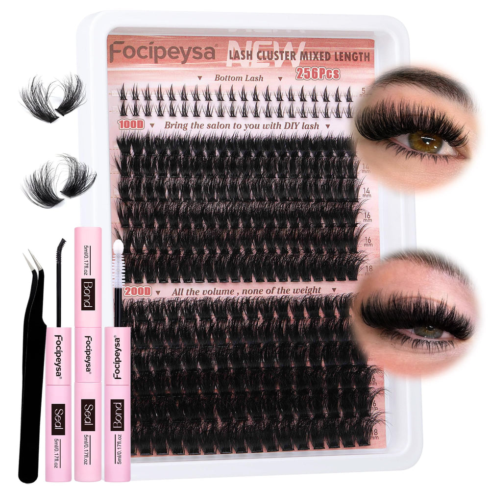 Focipeysa kit extension cils, deux styles, tenue longue durée