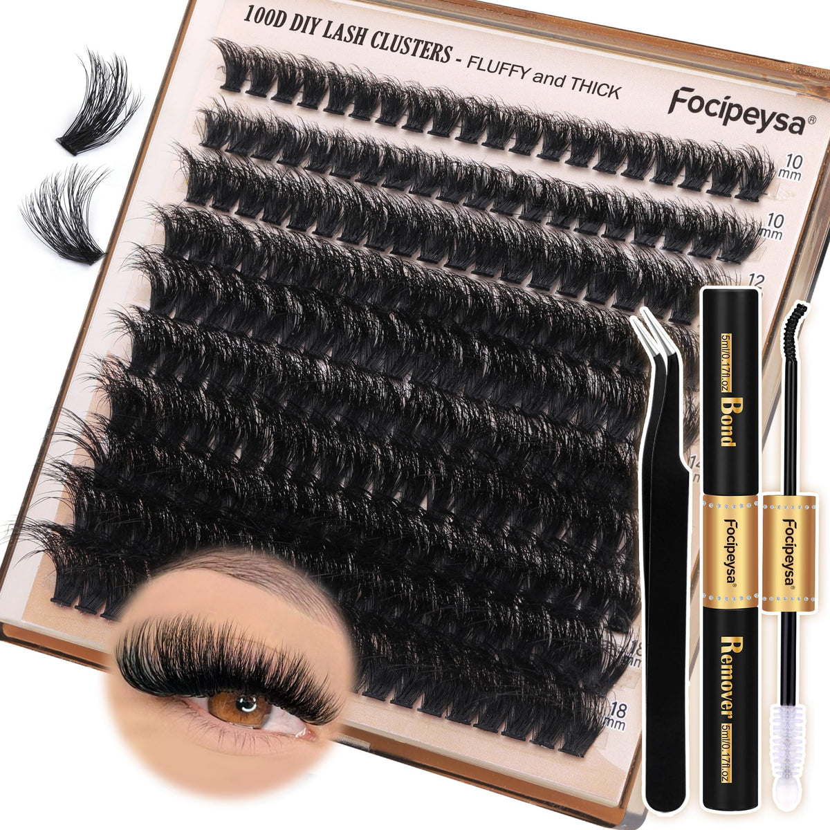Focipeysa kit extension cils volume 200 pièces, prêt pour un regard dense et durable.