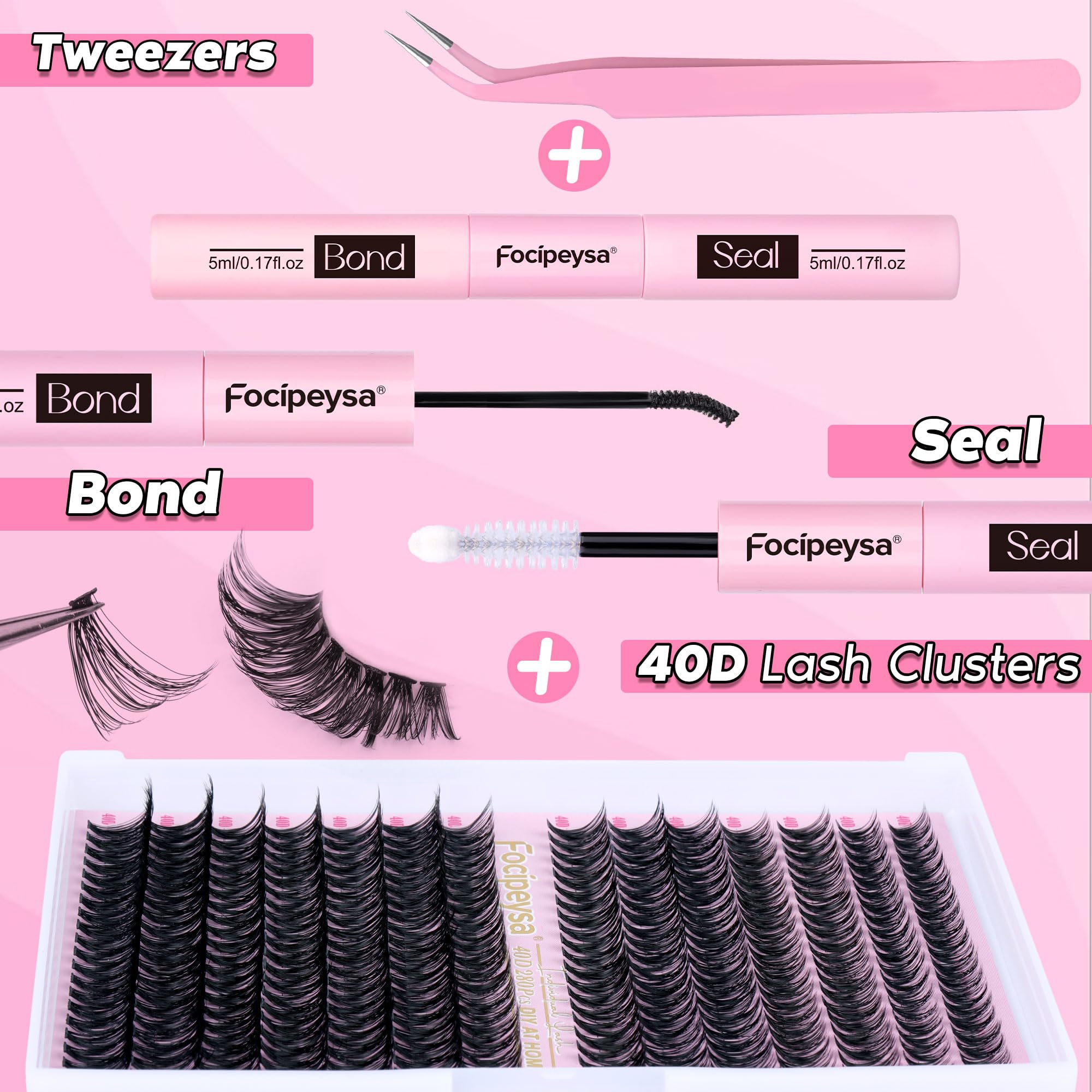 Focipeysa lash applicator tweezers for precise cluster placement at home