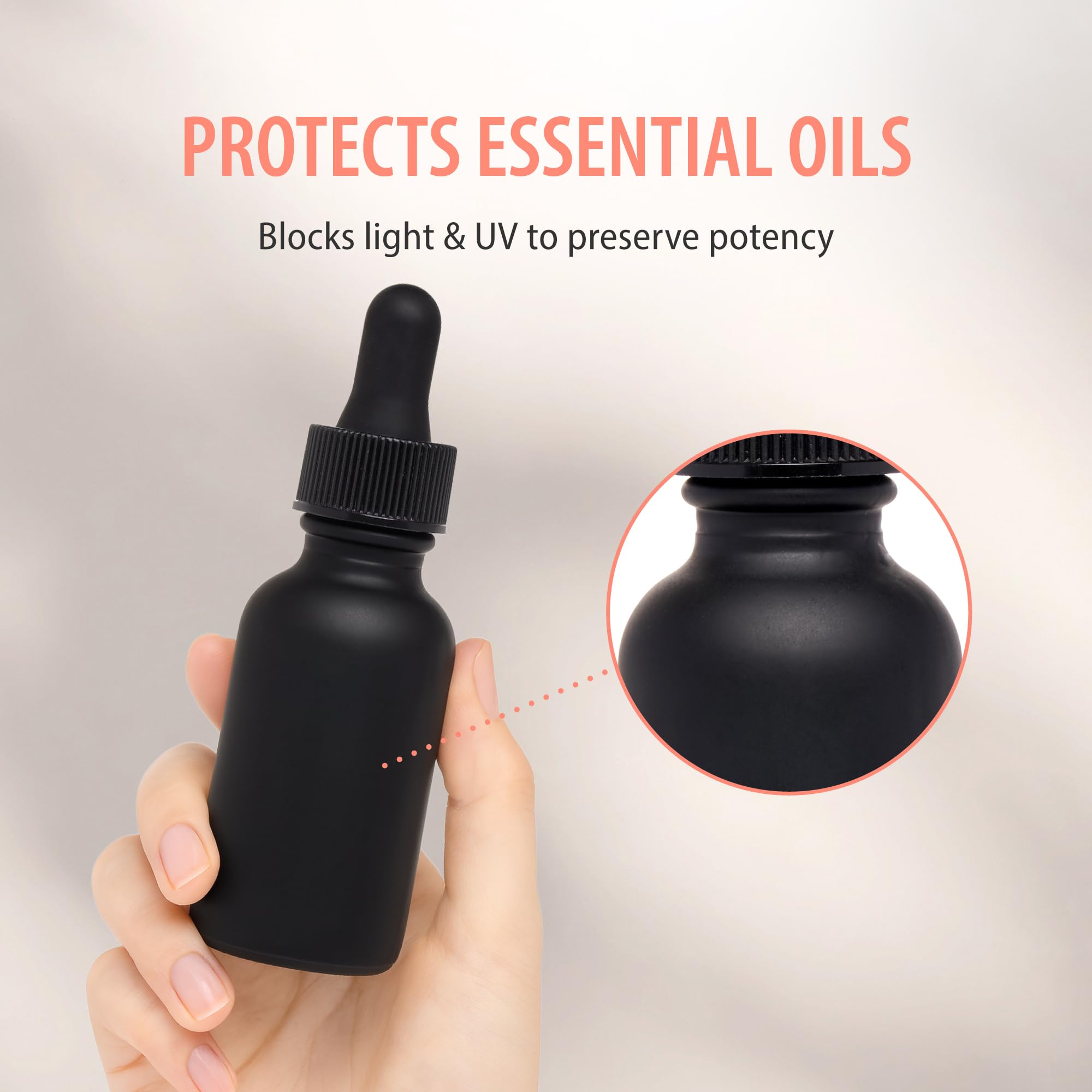 Focus Nutrition: design noir mat bloque la lumière et préserve les huiles.