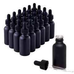 Focus Nutrition: ensemble de bouteilles en verre noir 1 oz avec compte-gouttes, prêt pour huiles essentielles.