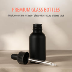 Focus Nutrition: bouchon compte-gouttes noir sur bouteille en verre 1 oz, parfait pour voyage.