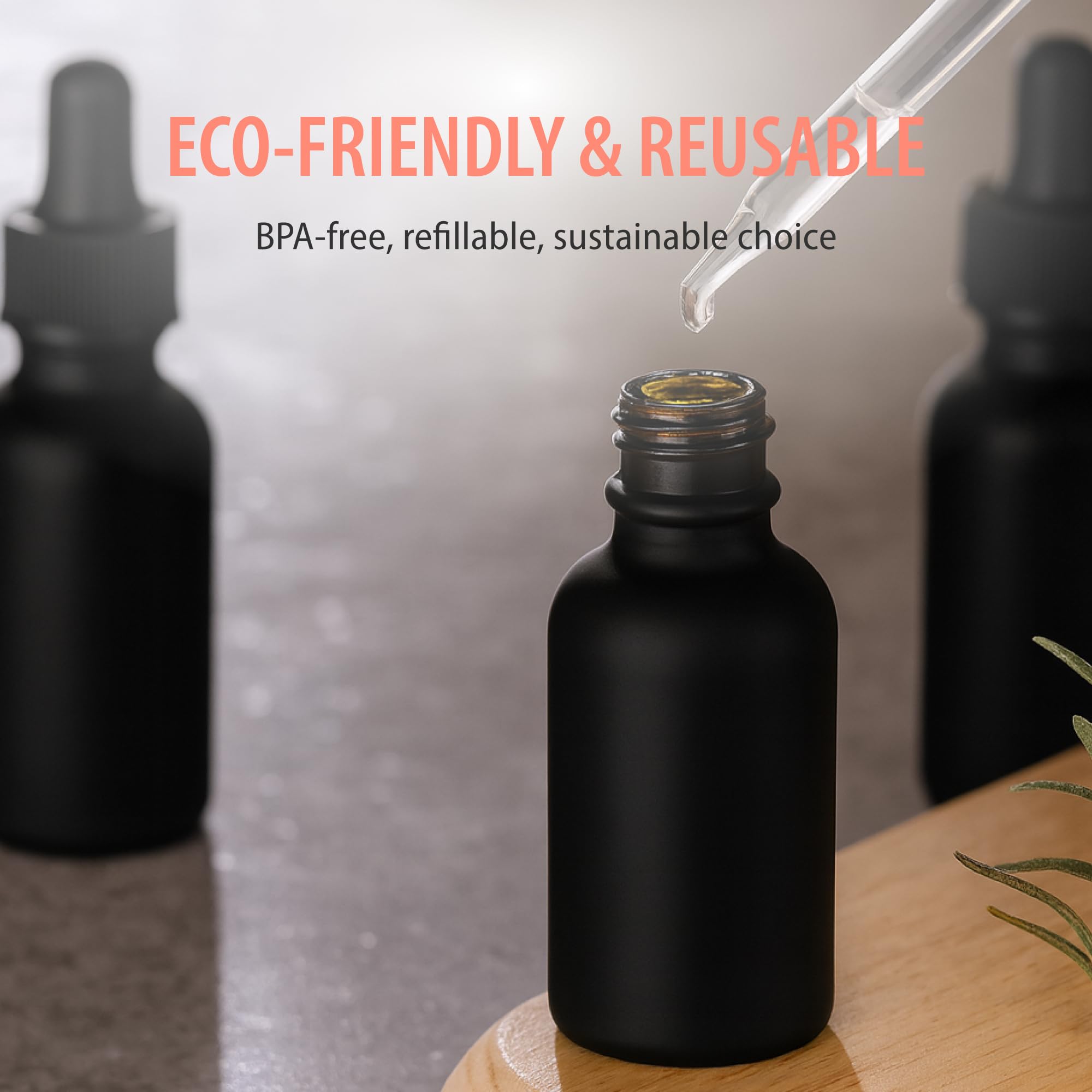 Focus Nutrition: flacons réutilisables en verre sans plomb et sans BPA.