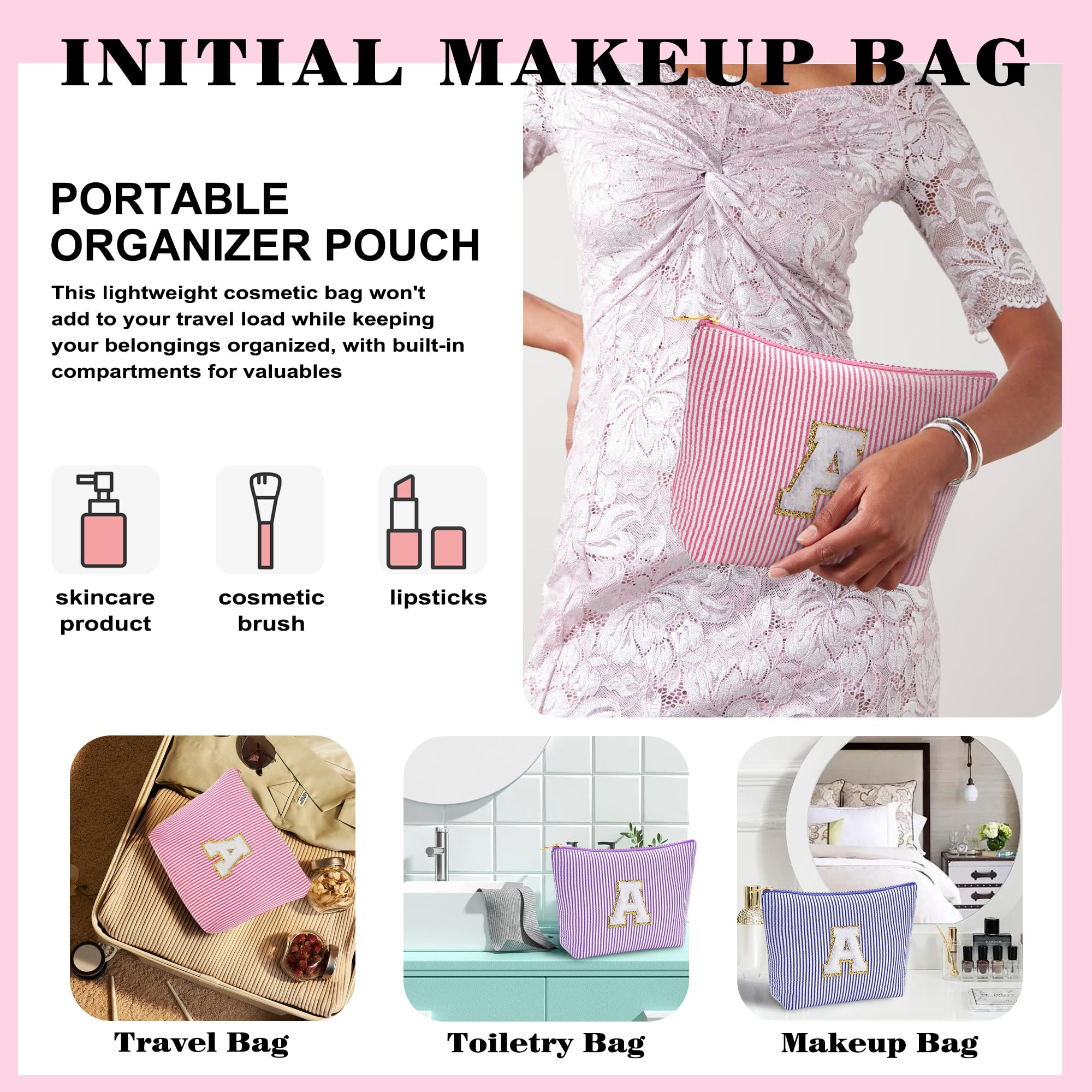 Trousse Fohufo voyage en couleurs tendance – rose, bleu et lavande
