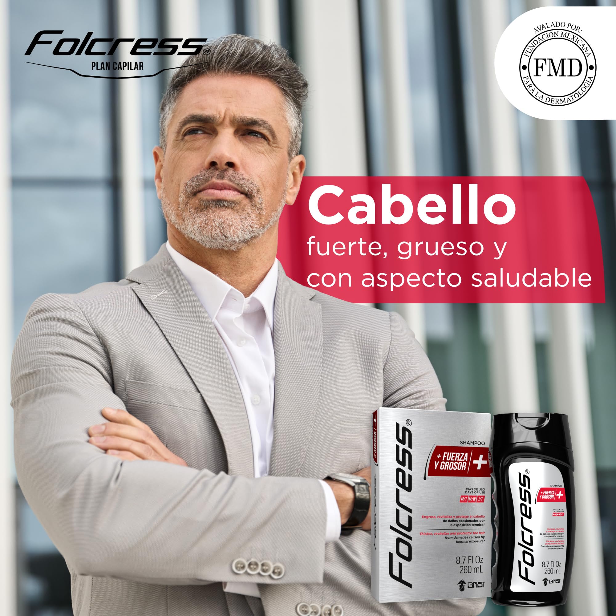 Folcress Shampoo creates a soft hair finish.