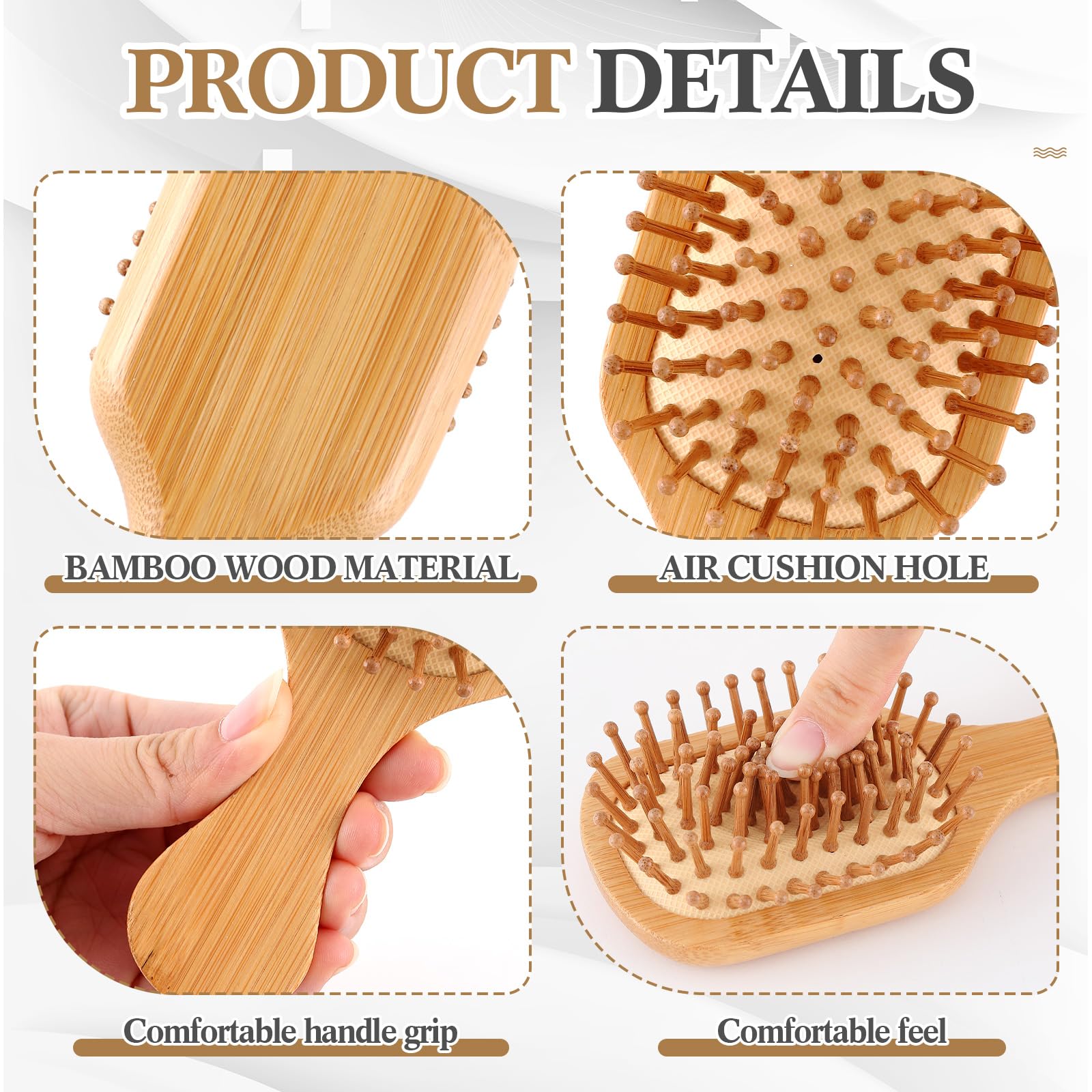 FoldTier brosse mini avec coussin d'air doux, glisse douce pour démêler sans casse.