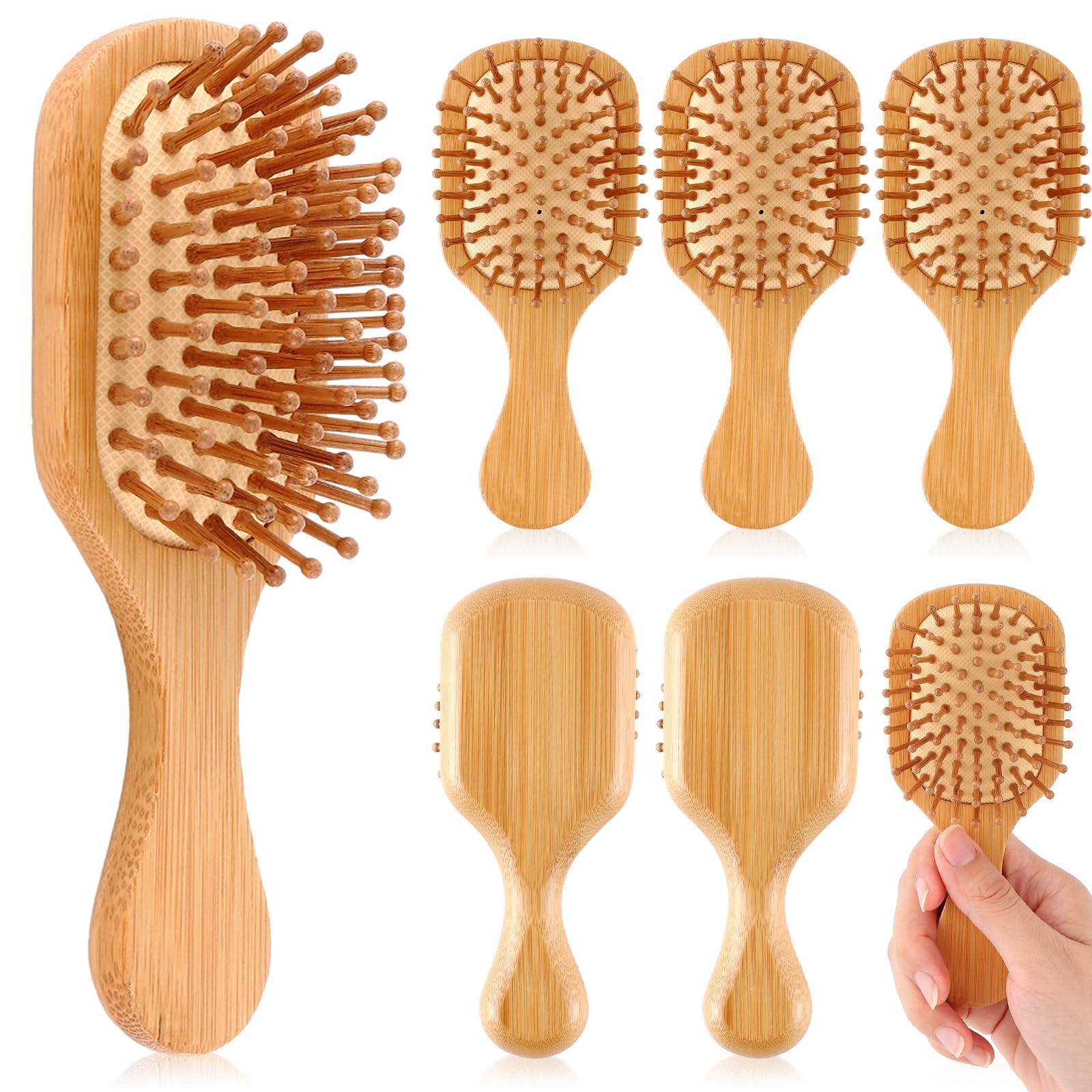 FoldTier brosse-cheveux mini en bambou, lot de 6, idéale pour le voyage.