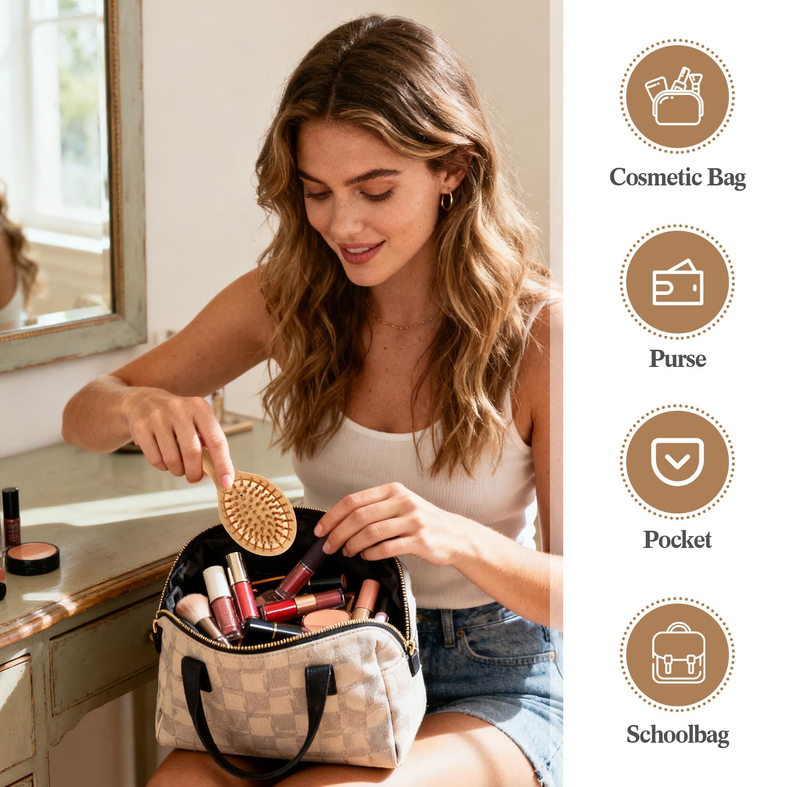 Brosse FoldTier mini oval coussin-air protège le cuir chevelu.