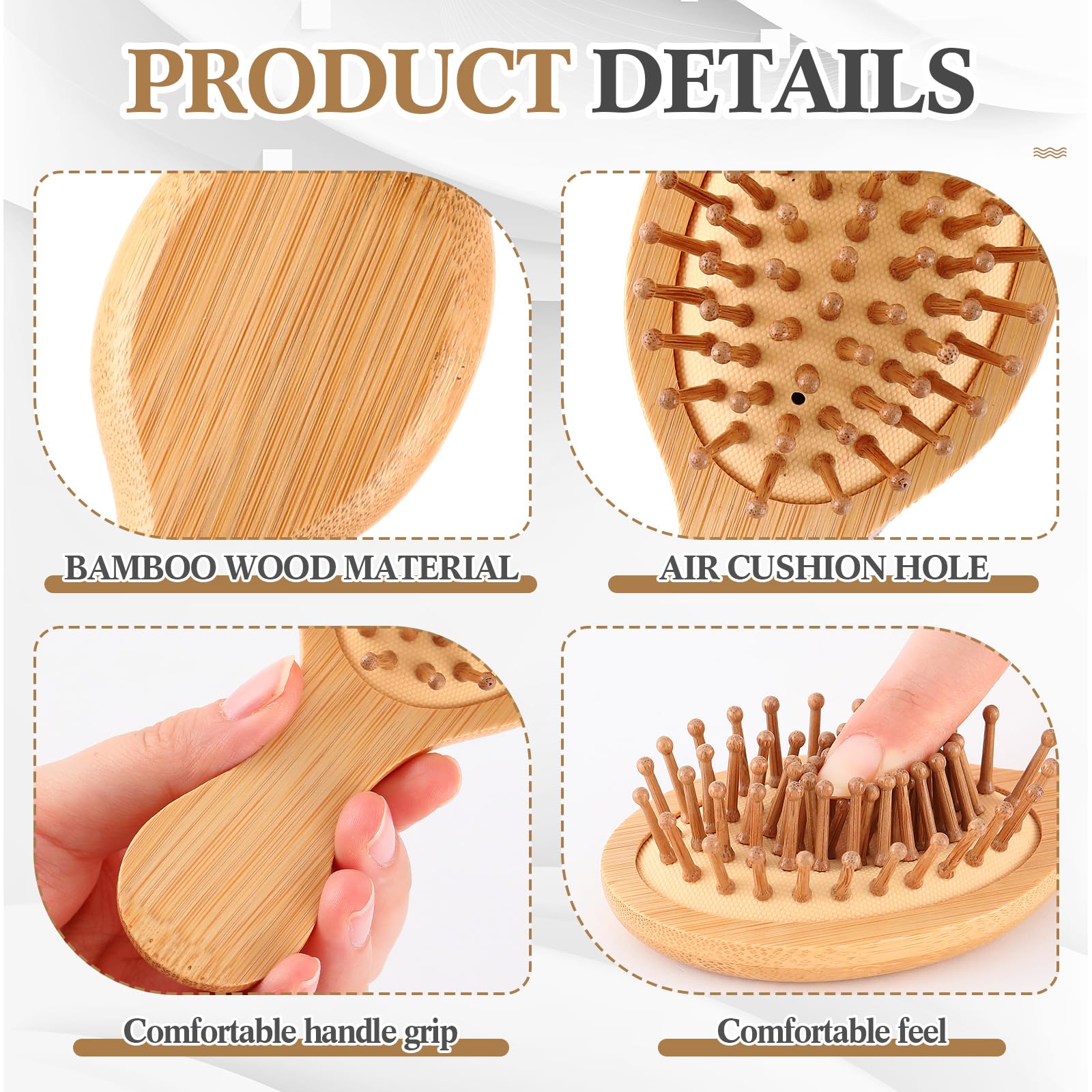 Brosse FoldTier mini oval avec poignee en bambou durable.