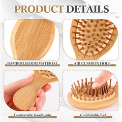 Brosse FoldTier mini oval avec poignee en bambou durable.