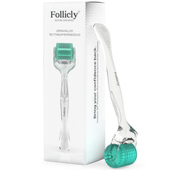 Follicly Derma Roller: aiguilles titane 192 pour stimulation précise du cuir chevelu.
