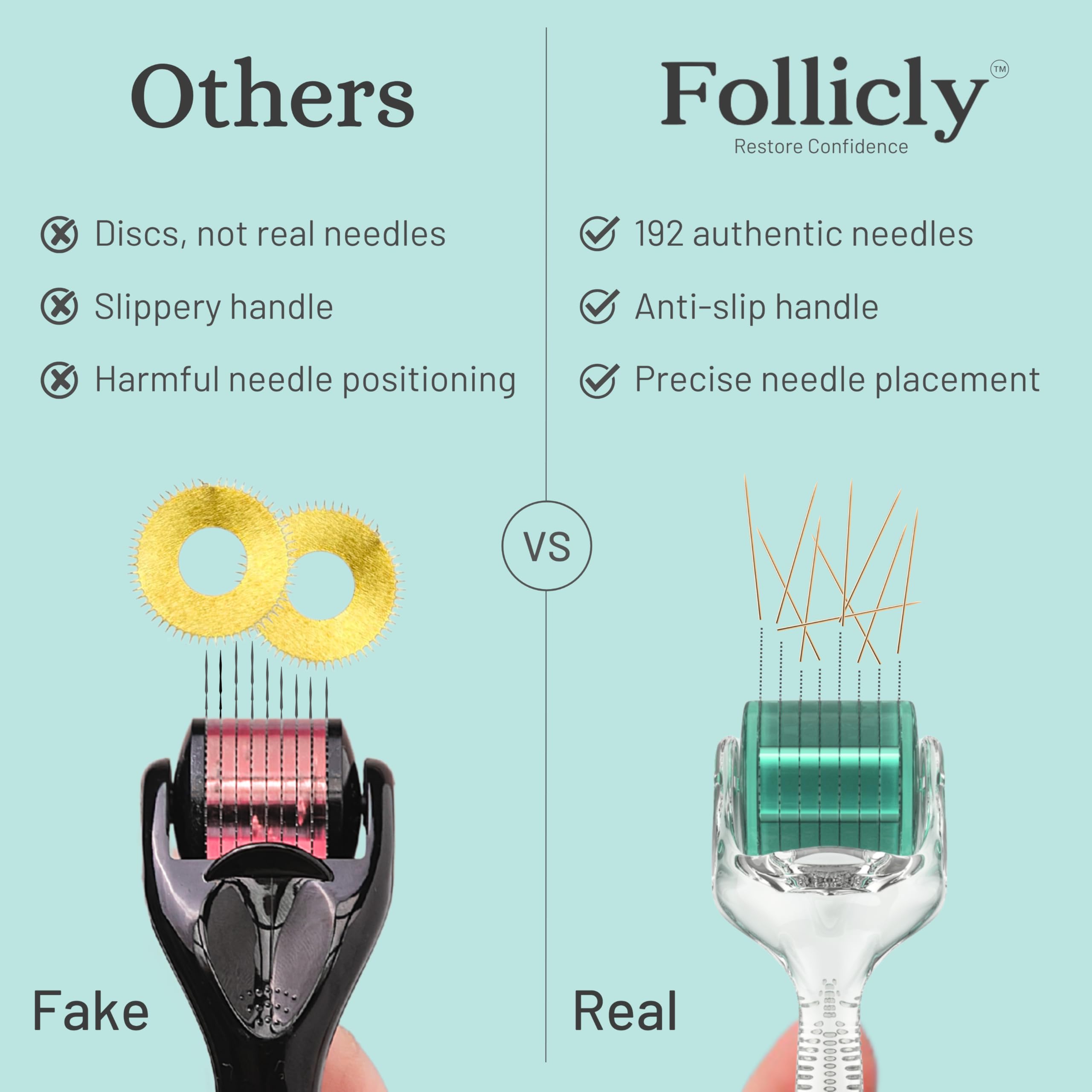 Follicly Derma Roller: étui protecteur pour rangement sûr et pratique.