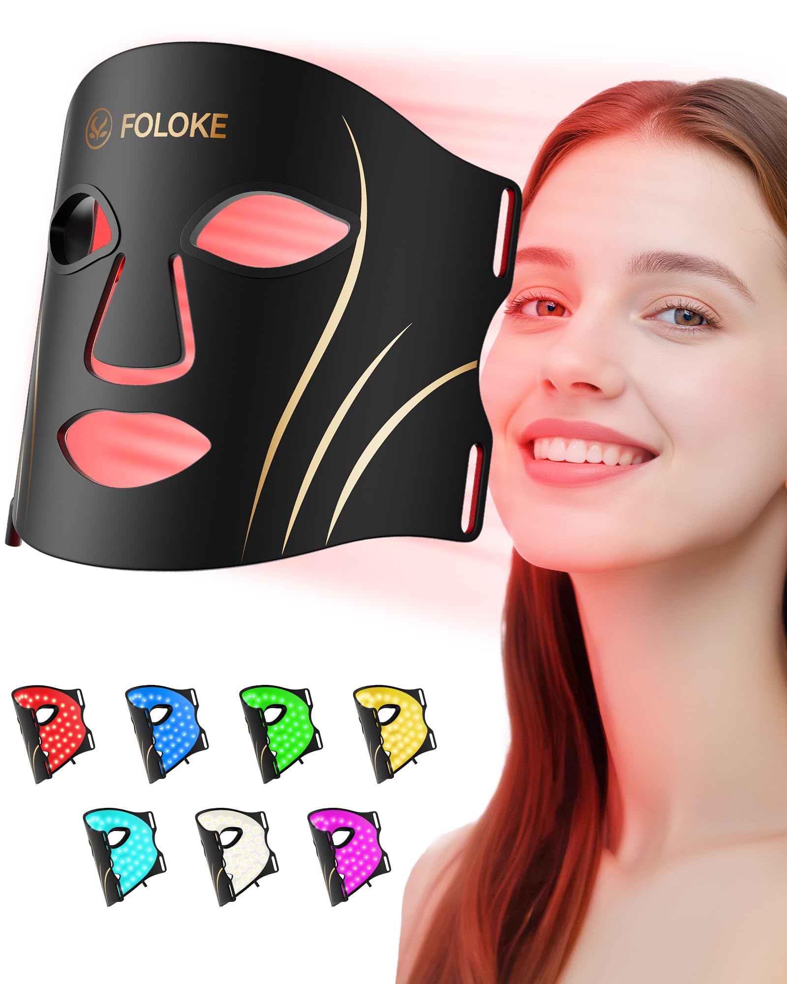 FOLOKE masque LED émet lumière rouge et NIR pour revitaliser la peau et favoriser l'éclat.