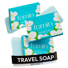 FOMIN-feuillets-savon-papier-mains, pratiques pour se laver les mains en voyage.