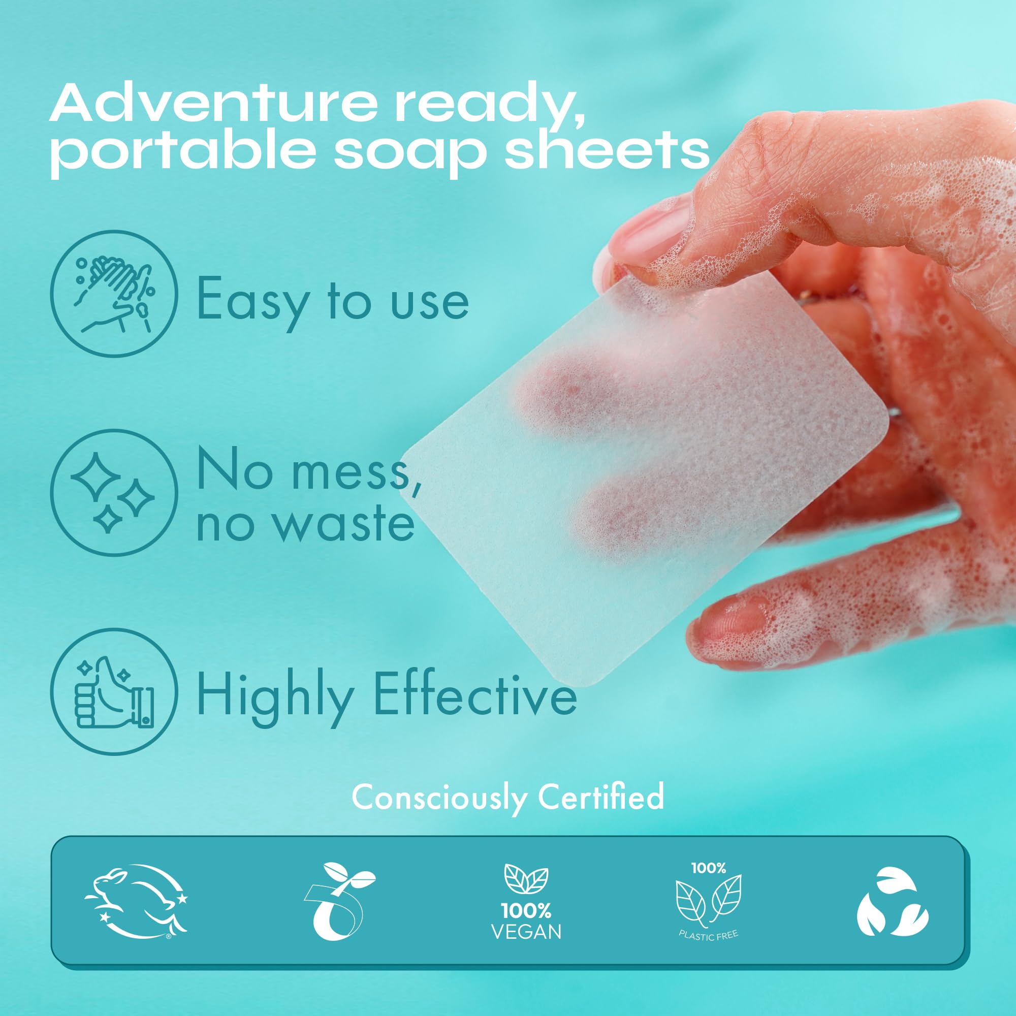 Sachets savon portable FOMIN pour camping et trajets scolaires.