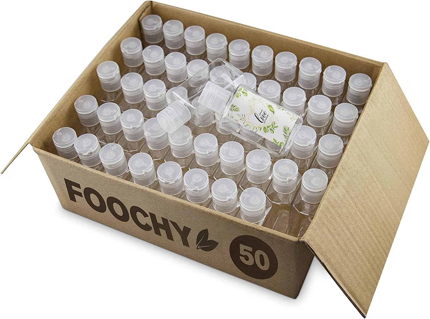 FOOCHY flacon vide 2oz clair avec capuchon clapet, idéal pour voyager sans fuite