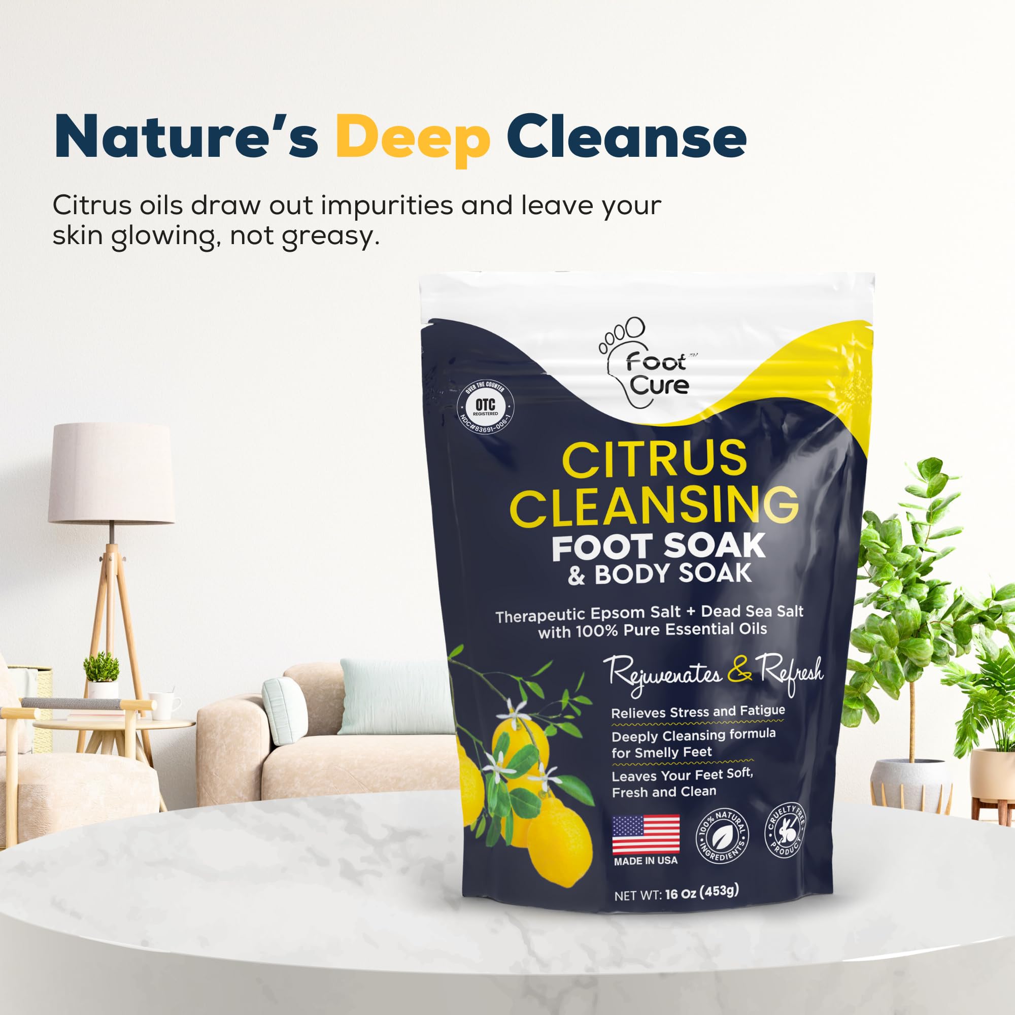 Foot Cure aromes-citrus-bienfaits: arôme citrus vivifiant pour une pause détente.