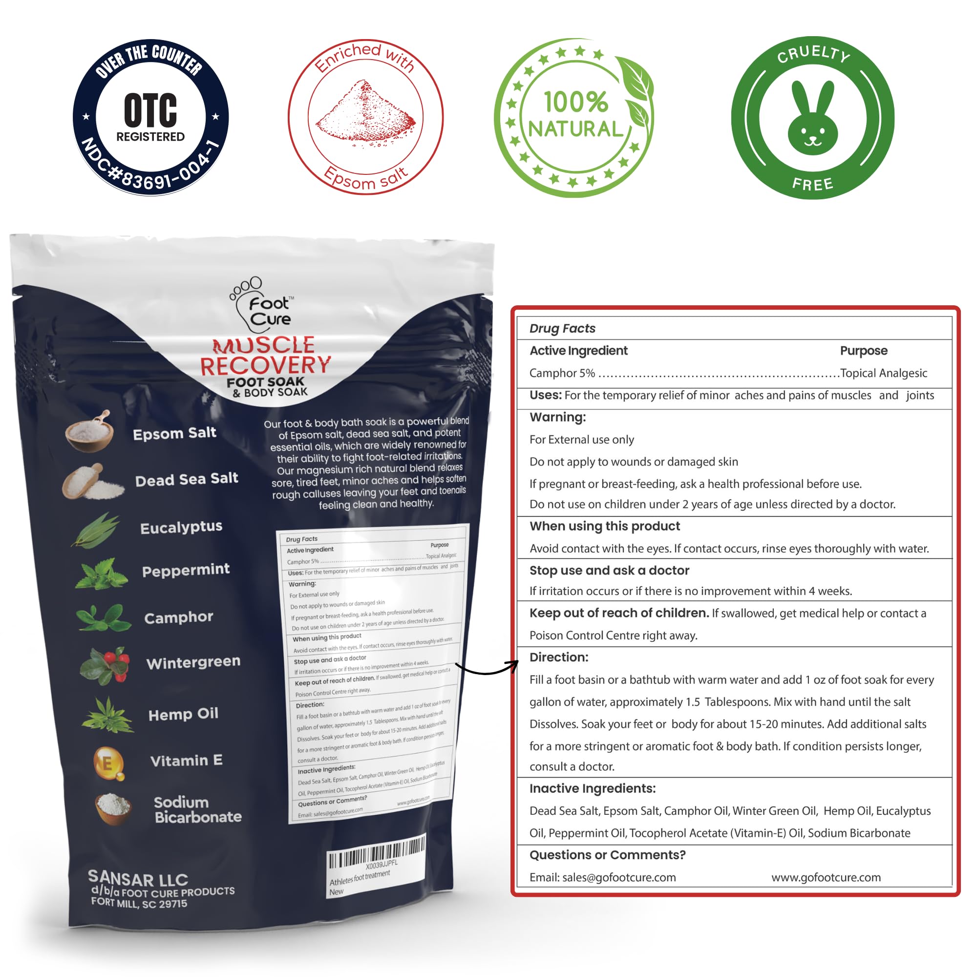 FOOT CURE: sels-d-epsom pour bain-pied detendant