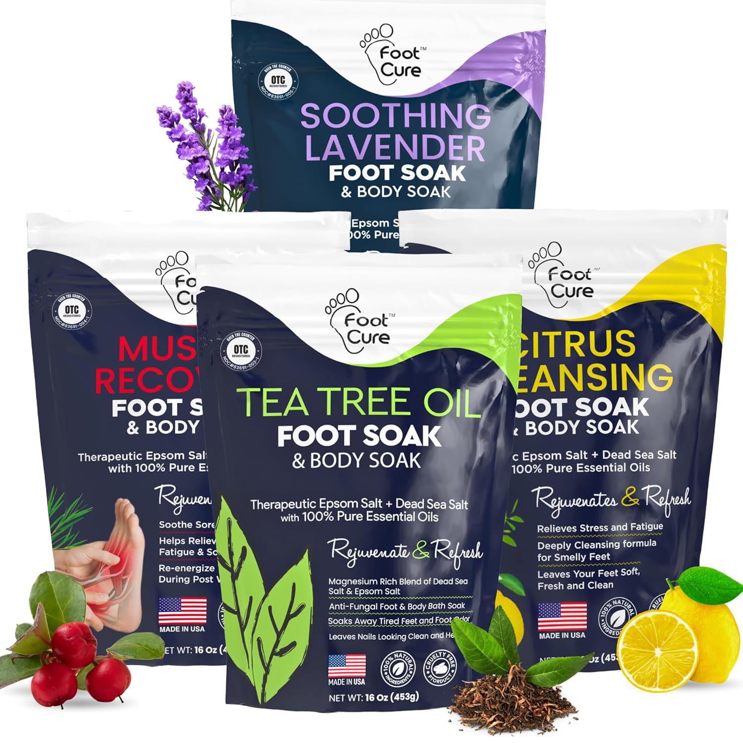 FOOT CURE : bouteille d'huile d'arbre à thé pour rafraîchir les pieds.