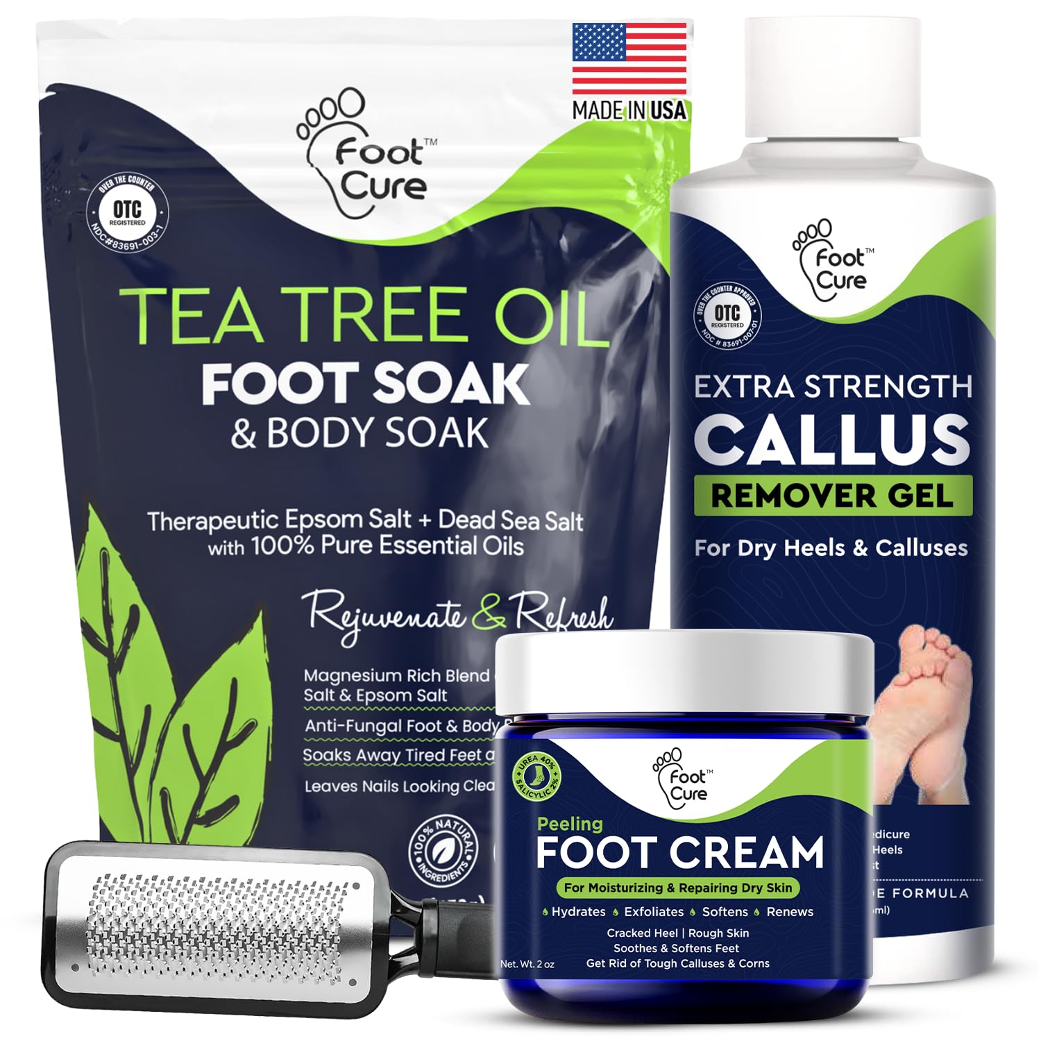 FOOT CURE kit pédicure ivoire, vue d’ensemble prête à l’usage.