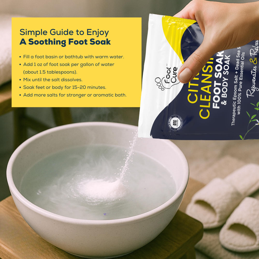 Foot Cure pieds-relaxes-apres-bain: sensation de relaxation et de confort après bain.
