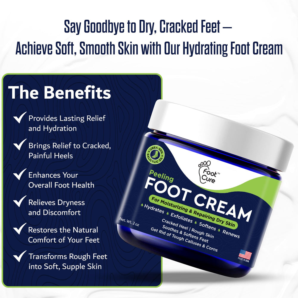 FOOT CURE Tea Tree Oil Foot Cream close-up shows nourishing texture for dry skin.