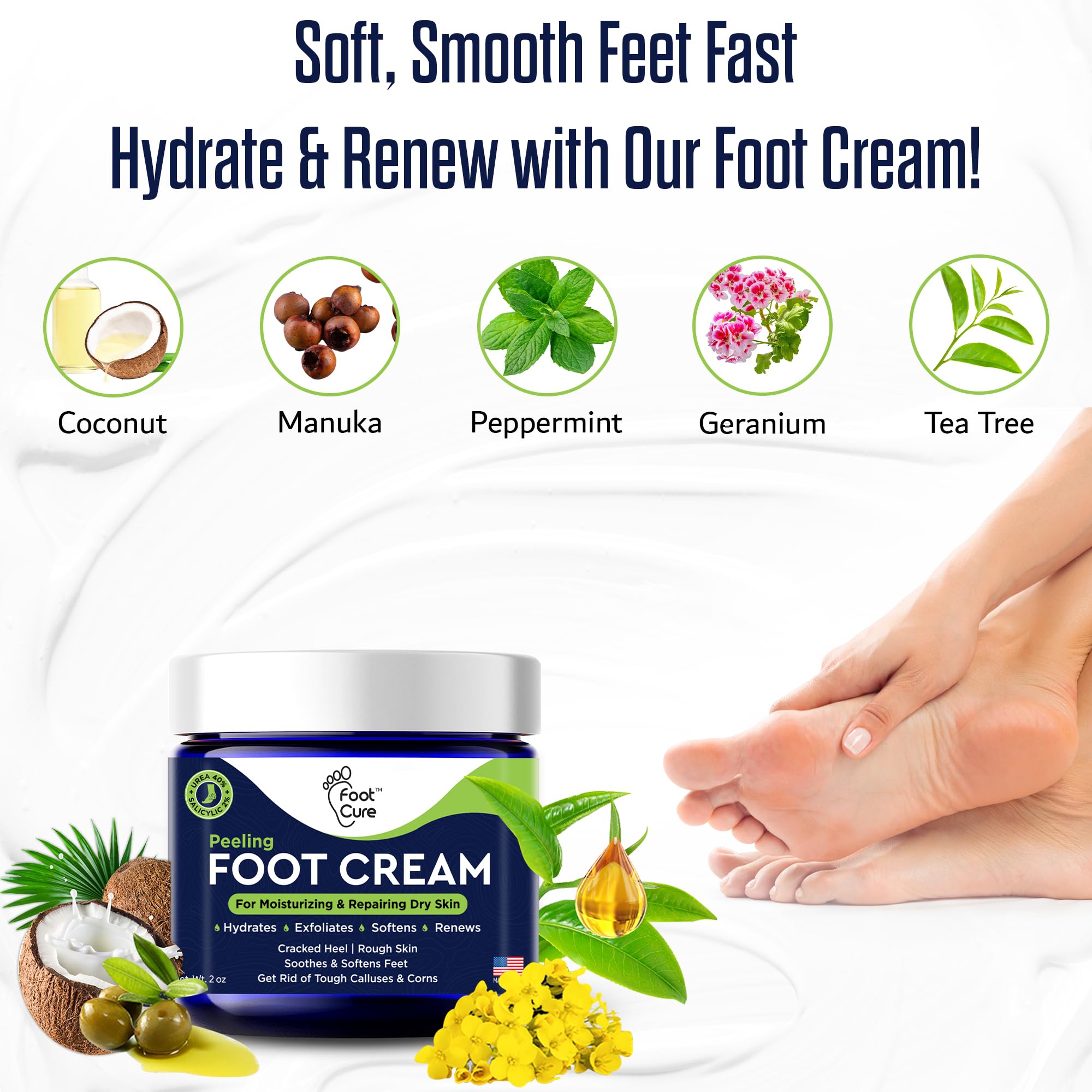 FOOT CURE Tea Tree Oil Foot Cream at night nourishes while you rest.