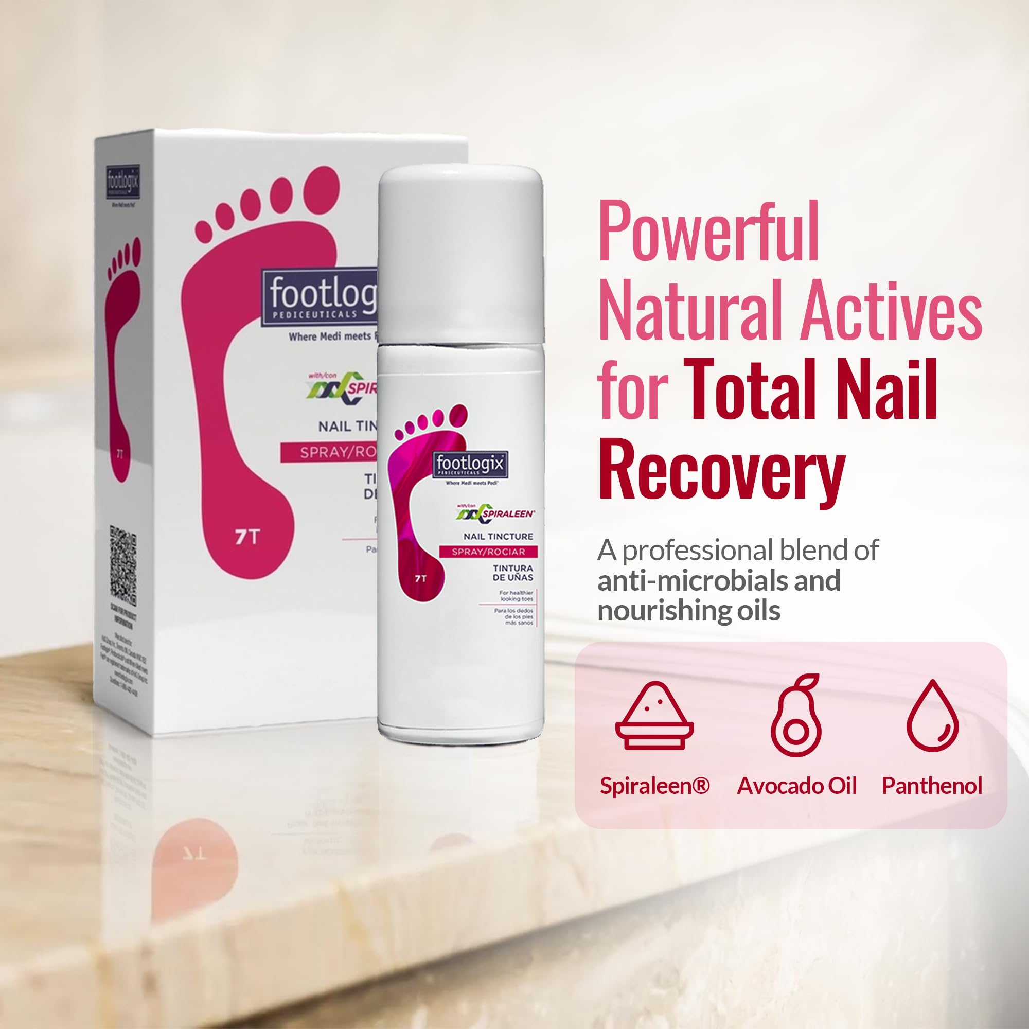 Footlogix Nail Tincture Spray Spiraleen – routine rapide pour les soins des pieds.