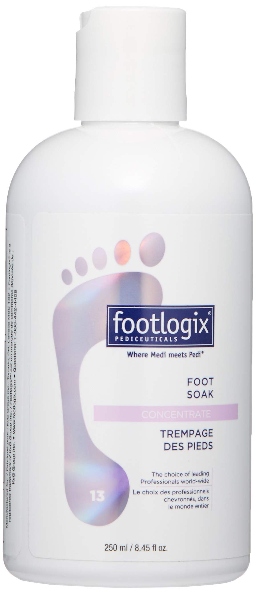 Footlogix Foot Soak Concentrate – bouteille, nettoyage doux des pieds et sensation fraîche.