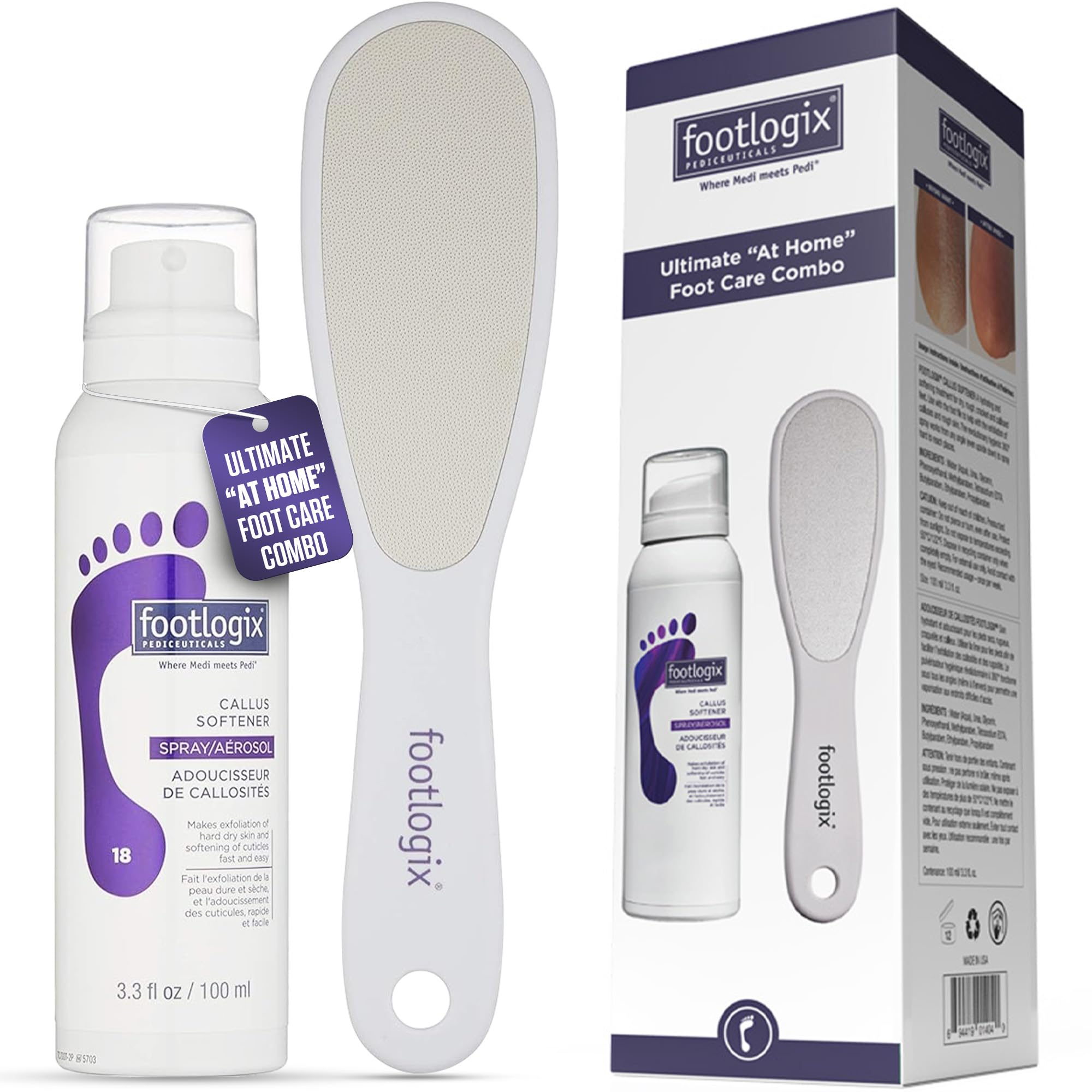 Footlogix Callus Softener Spray – hydratation et préparation à l'élimination des callosités.