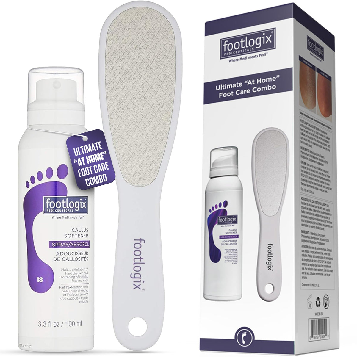 Footlogix Callus Softener Spray – hydratation et préparation à l'élimination des callosités.