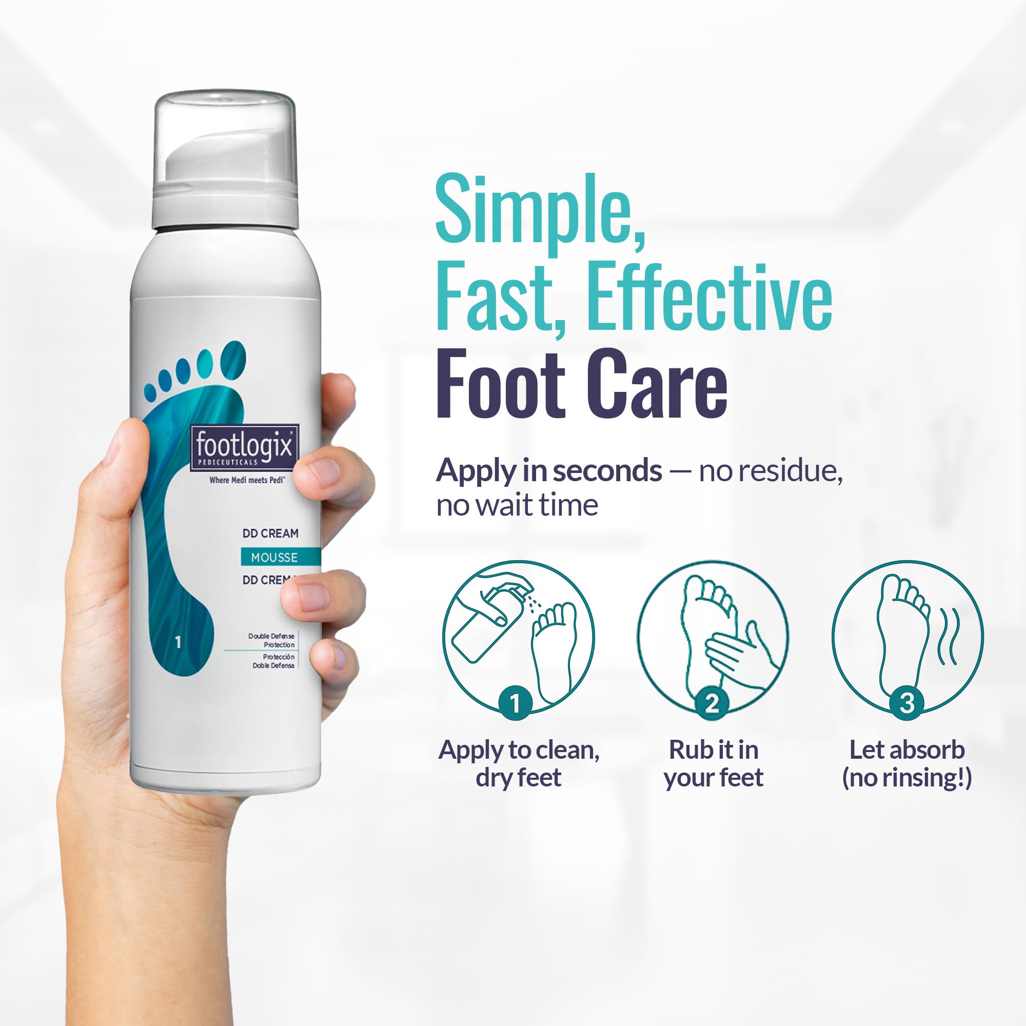 FOOTLOGIX DD Cream Mousse intègre Urea et Spiraleen pour nourrir.