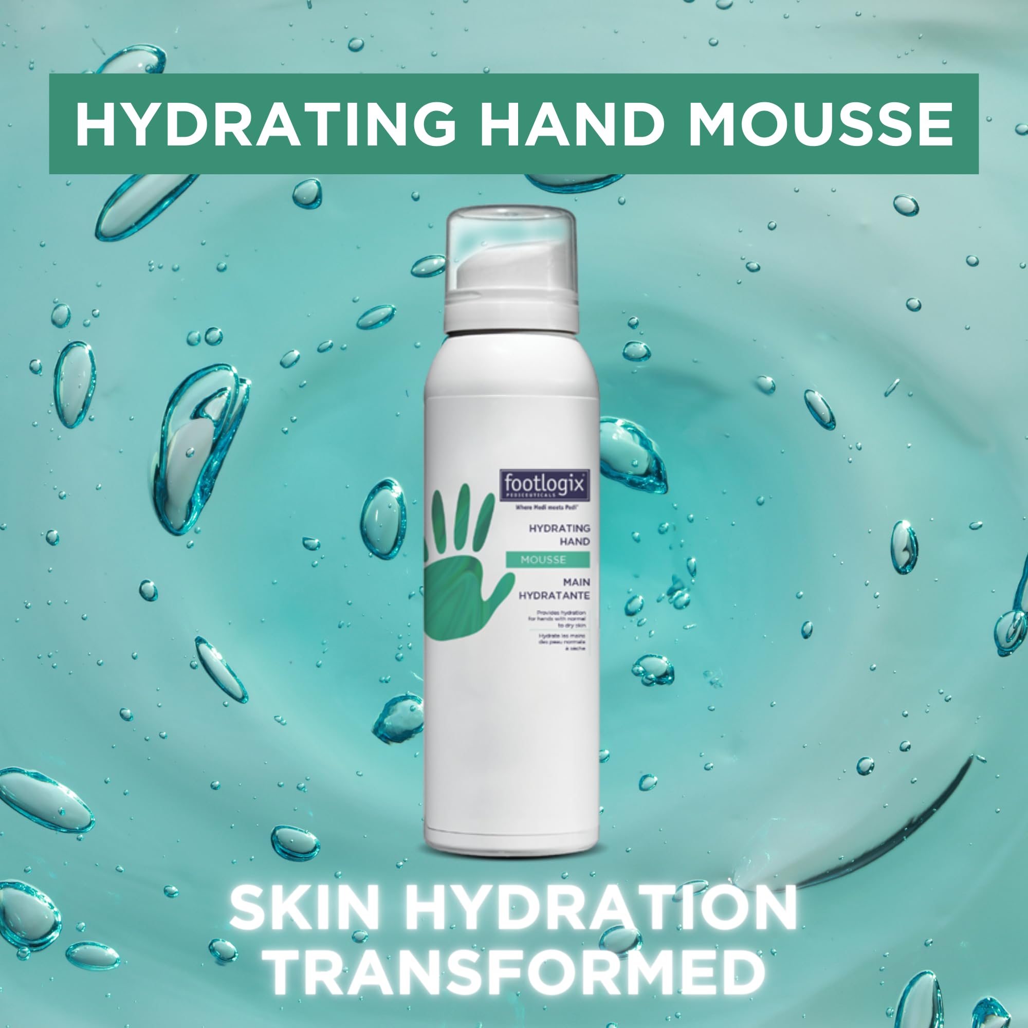 Footlogix Mousse Hydratante Mains en action, application rapide sur les mains