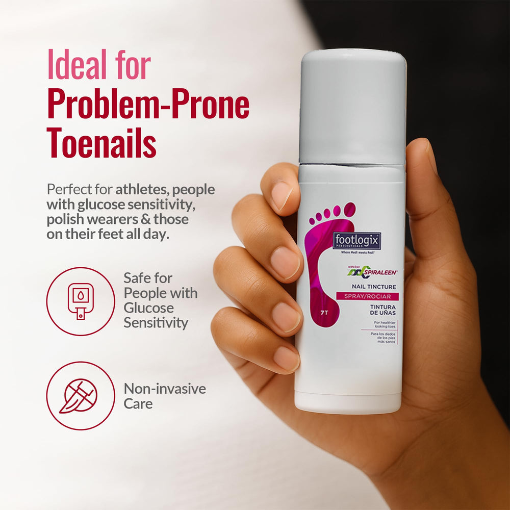 Footlogix Nail Tincture Spray Spiraleen – utilisation quotidienne possible pour l’apparence des ongles.